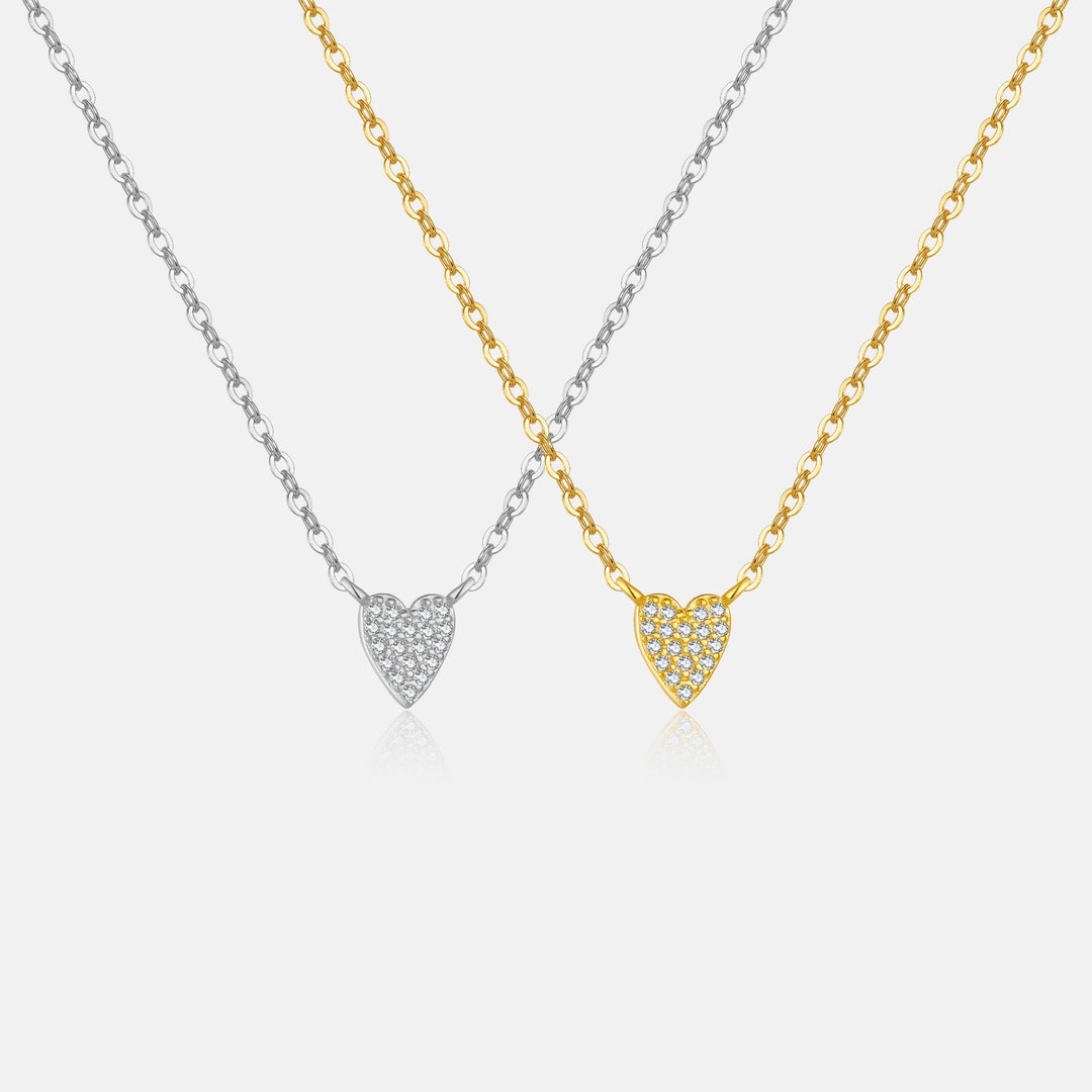 S925 Loving Heart In Sterling Silver Diamond Heart-shaped Pendant Necklace