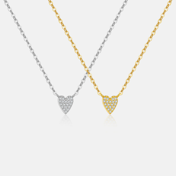 S925 Loving Heart In Sterling Silver Diamond Heart-shaped Pendant Necklace