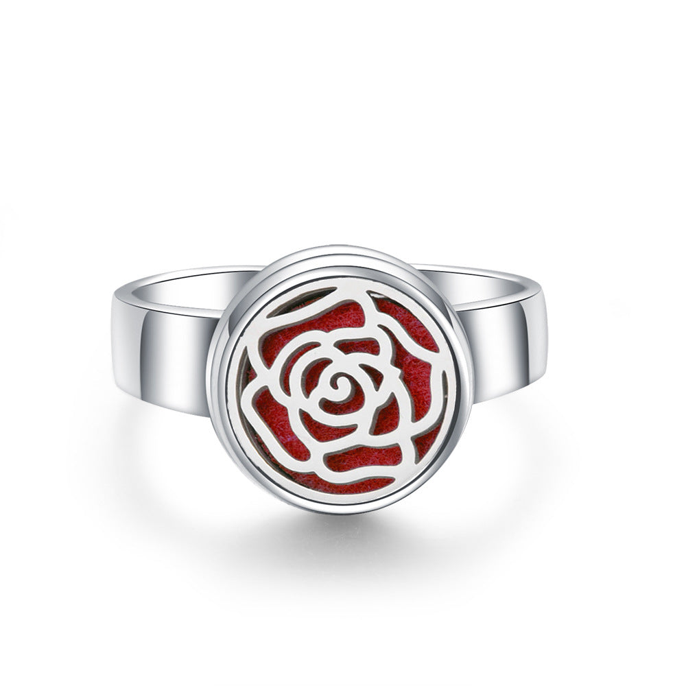 Hollow Adjustable Tree Of Life Titanium Steel Aromatherapy Diffuser Ring