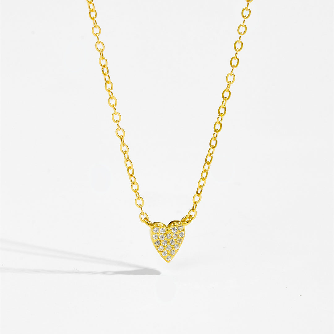 S925 Loving Heart In Sterling Silver Diamond Heart-shaped Pendant Necklace