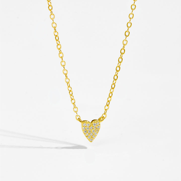 S925 Loving Heart In Sterling Silver Diamond Heart-shaped Pendant Necklace