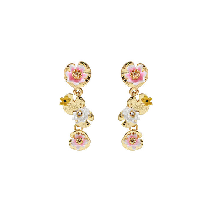 Water Lily Lotus Leaf Earrings