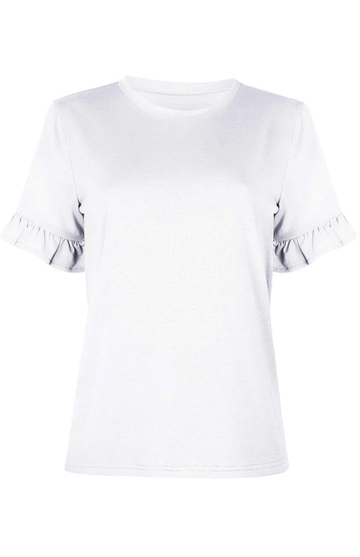Solid Short Sleeve Crew Neck T-Shirt Top