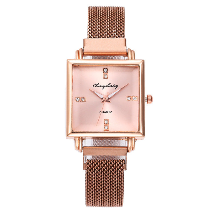 Square Simple Temperament Magnetic Snap Diamond Women's Watch