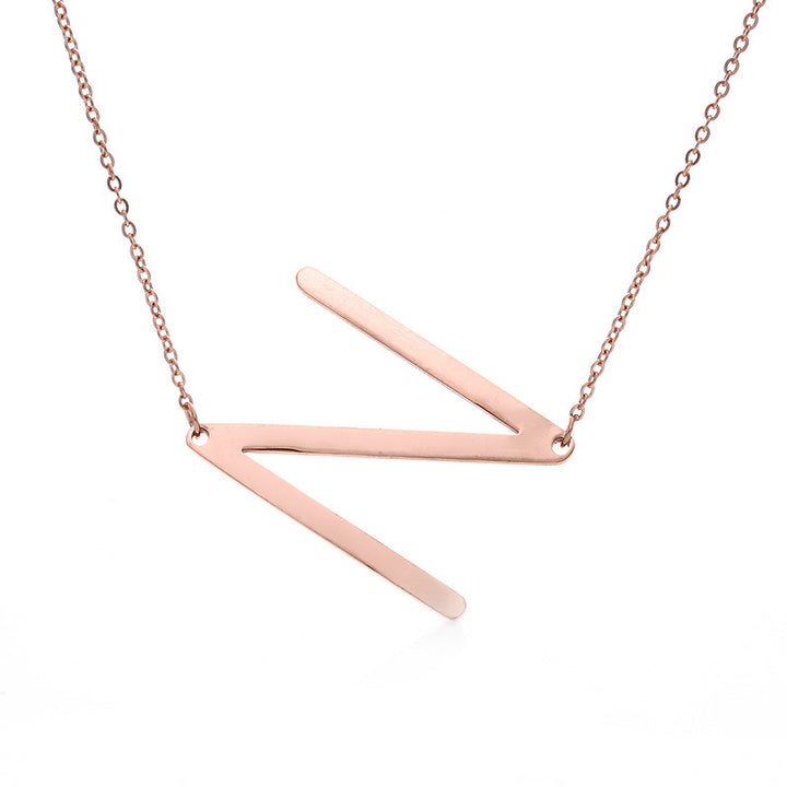 Fabulous Rose Gold Plated Stainless Steel Initial Letter Pendant Necklace