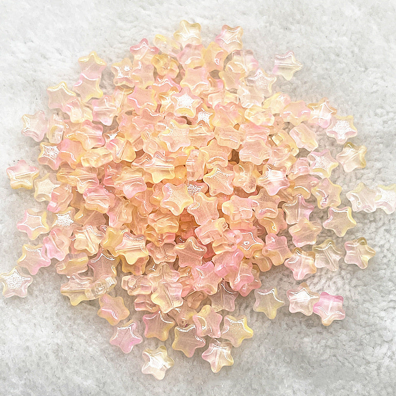 8mm Gold Straight Hole Pentagram Colored Glaze Pendant Beads
