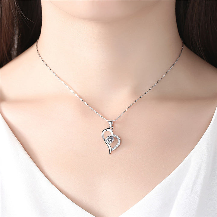 S999 Pure Silver Short 1 Karat Pendant Crystal Heart-shaped