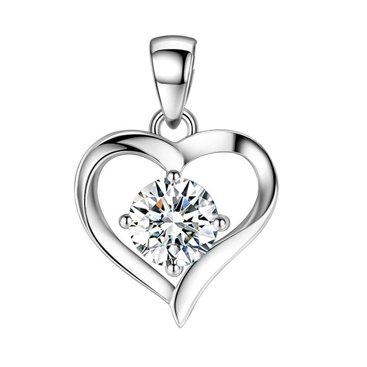 S999 Sterling Silver Necklace Women's Heart-shaped Pendant