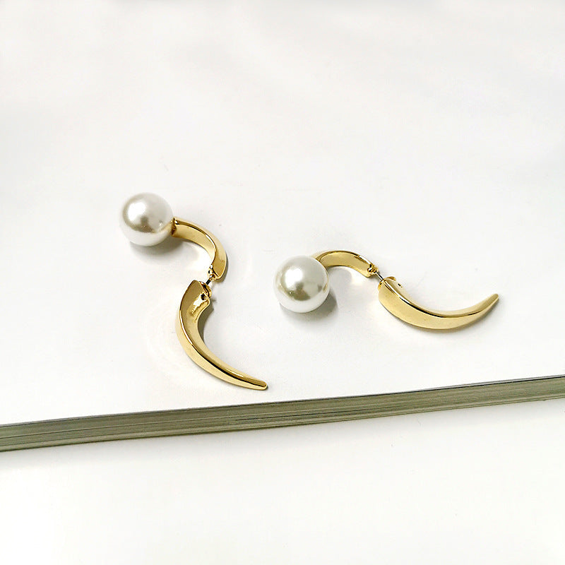 Shape Pearl Metal Multi-wearing Method Earrings Niche Temperament Simple Earrings