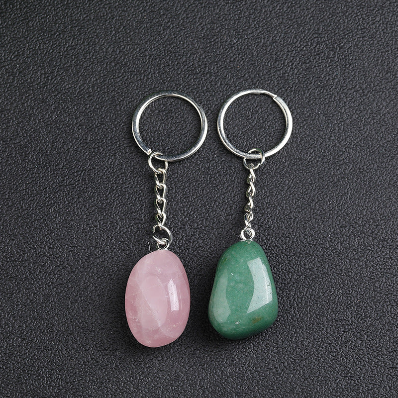 Natural Crystal Stone Key Chain Handmade DIY