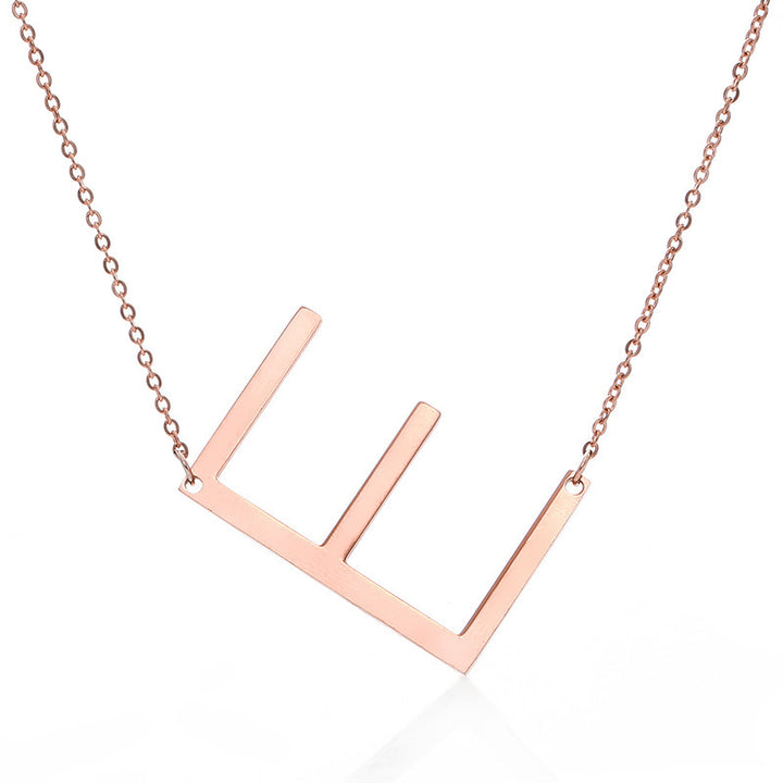 Fabulous Rose Gold Plated Stainless Steel Initial Letter Pendant Necklace