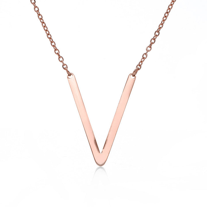 Fabulous Rose Gold Plated Stainless Steel Initial Letter Pendant Necklace