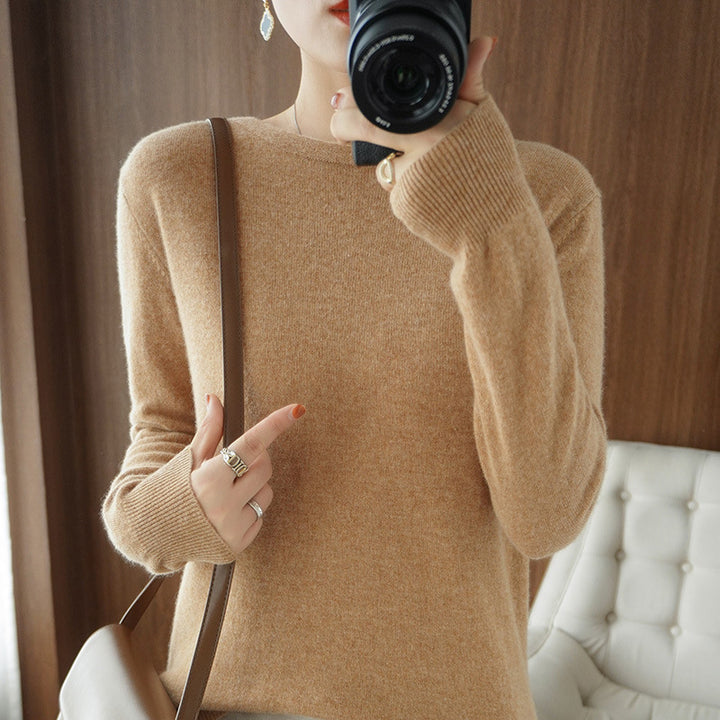 Women's Round Neck Short Pullover Sweater Loose Thin