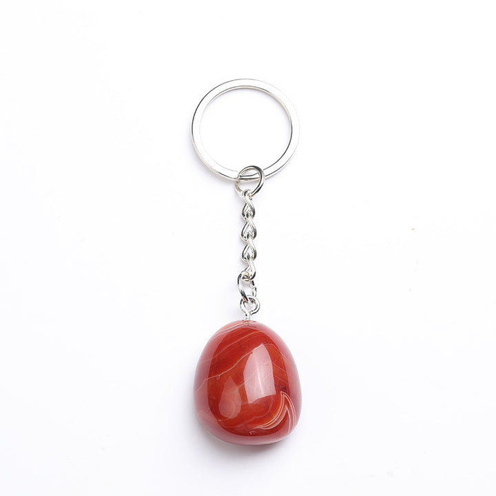 Natural Crystal Stone Key Chain Handmade DIY