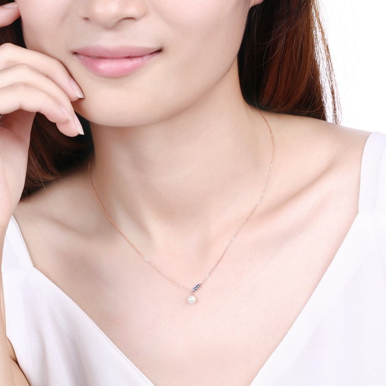 14K Rose Gold Jewelry New Korean Pearl Necklace Pendant all-match gold custom simple and elegant fashion wholesale