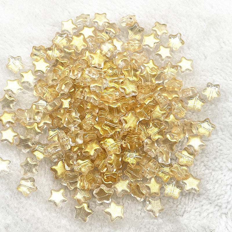 8mm Gold Straight Hole Pentagram Colored Glaze Pendant Beads