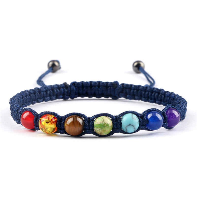 AliExpress New Cross-border Hot Selling 6MM Colorful Natural Stone Ball Bracelet Hand-woven Adjustable