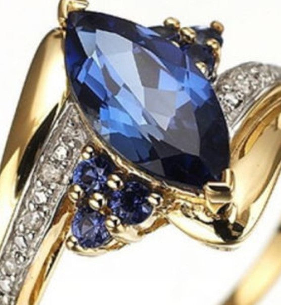 Women's Fashion Sapphire Plated 18K Gold Ring