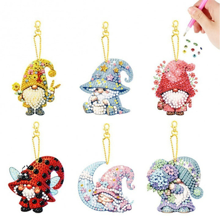 6 Pieces Diamond Painting Acrylic Material Keychain