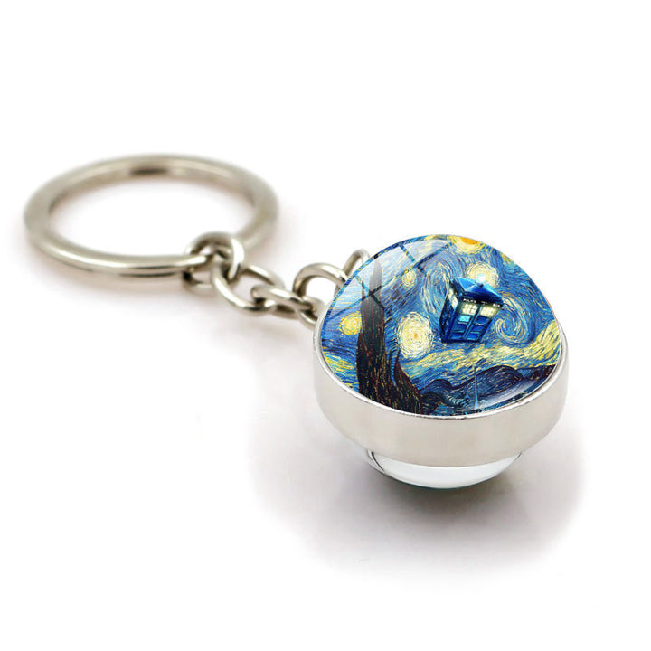 Van Gogh Starry Sunflower Keychain Pendant Creative Trinket