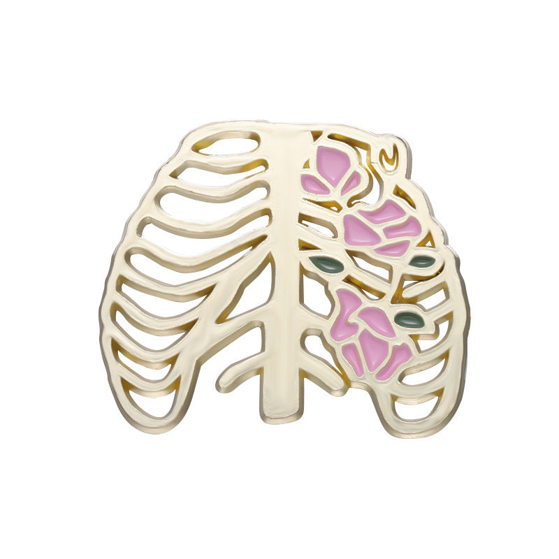 Creative Heart Organ Brooch Cartoon Golden M Badge