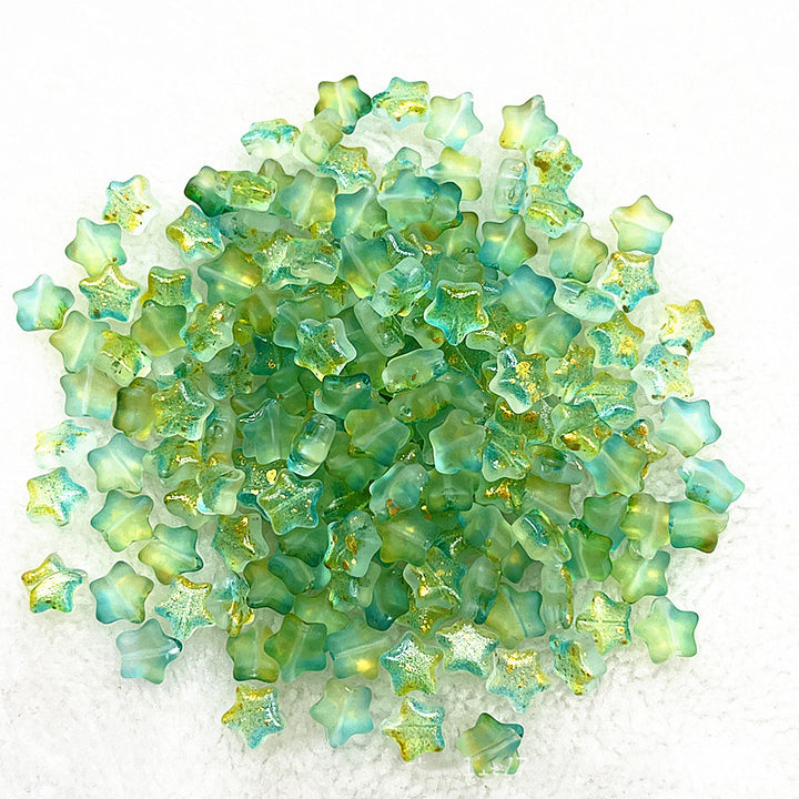 8mm Gold Straight Hole Pentagram Colored Glaze Pendant Beads
