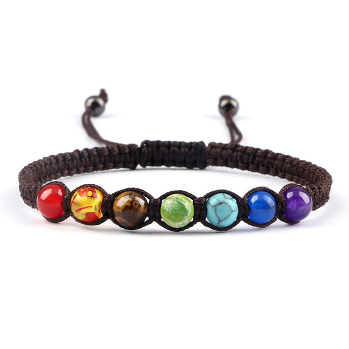 AliExpress New Cross-border Hot Selling 6MM Colorful Natural Stone Ball Bracelet Hand-woven Adjustable