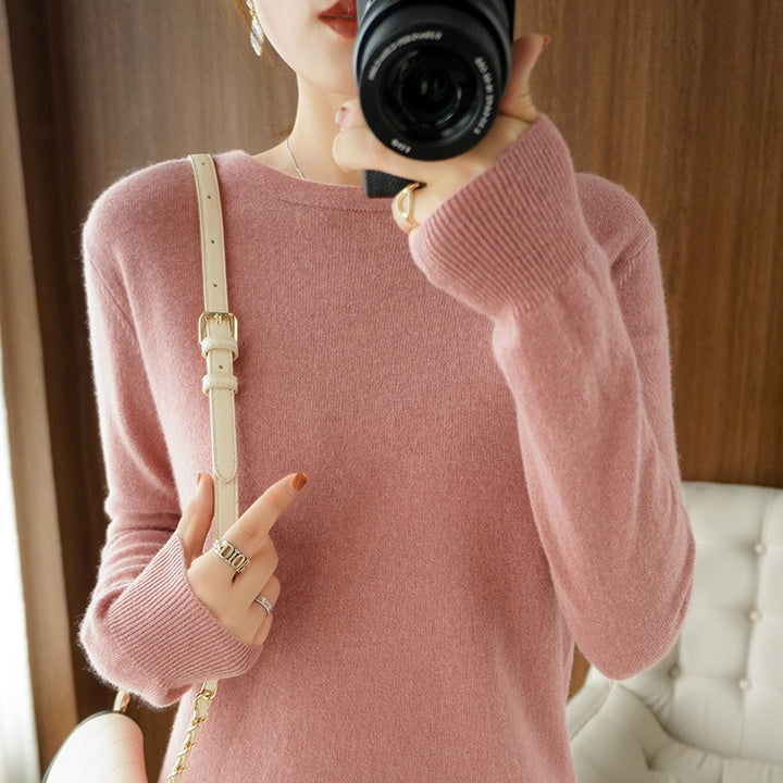 Women's Round Neck Short Pullover Sweater Loose Thin