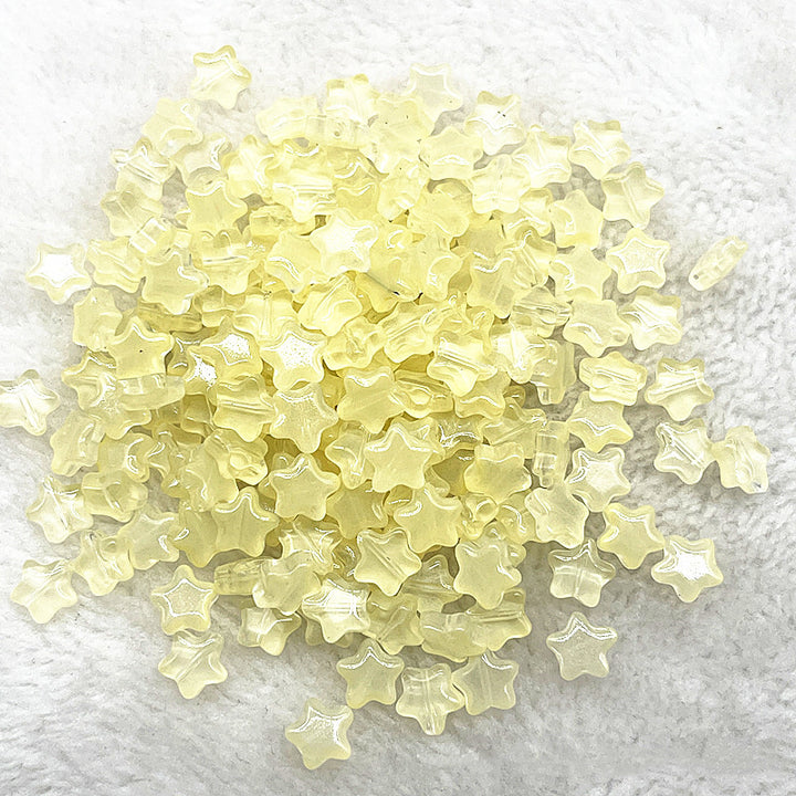 8mm Gold Straight Hole Pentagram Colored Glaze Pendant Beads