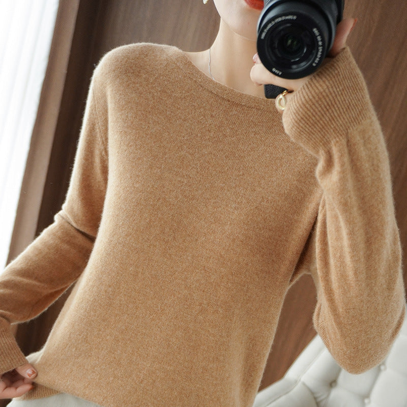 Women's Round Neck Short Pullover Sweater Loose Thin