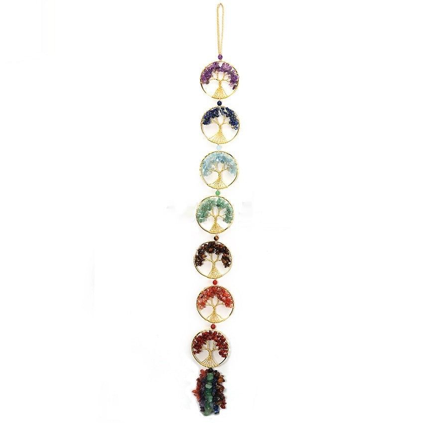 Colorful Natural Crystal Chakra Life Tree Pendant