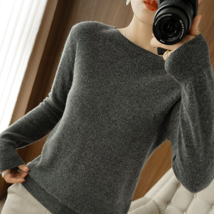 Women's Round Neck Short Pullover Sweater Loose Thin