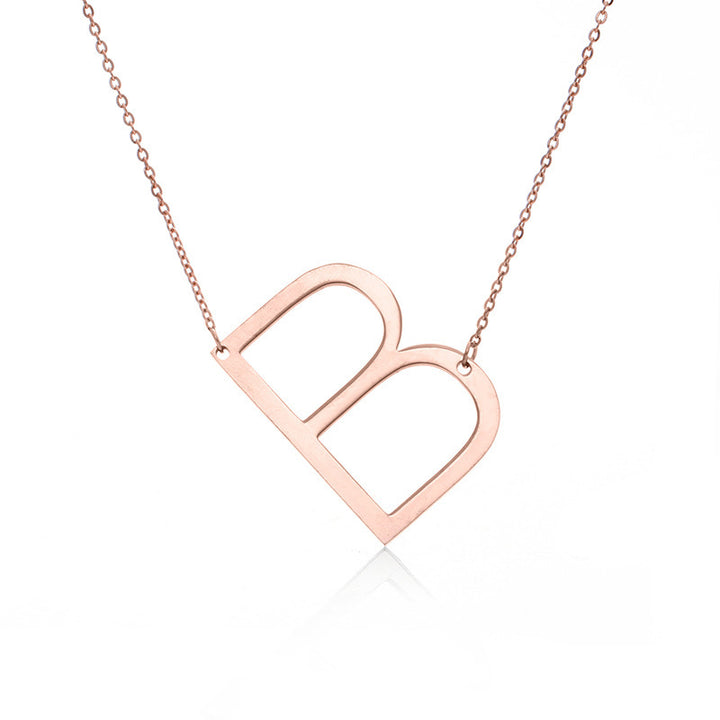 Fabulous Rose Gold Plated Stainless Steel Initial Letter Pendant Necklace