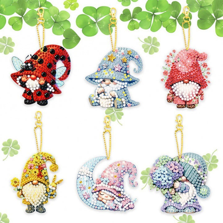 6 Pieces Diamond Painting Acrylic Material Keychain