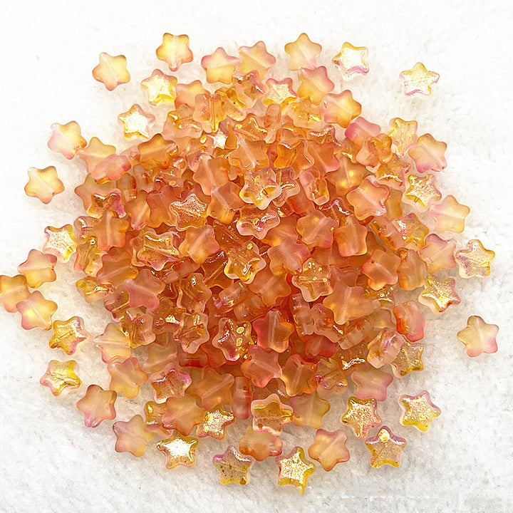 8mm Gold Straight Hole Pentagram Colored Glaze Pendant Beads