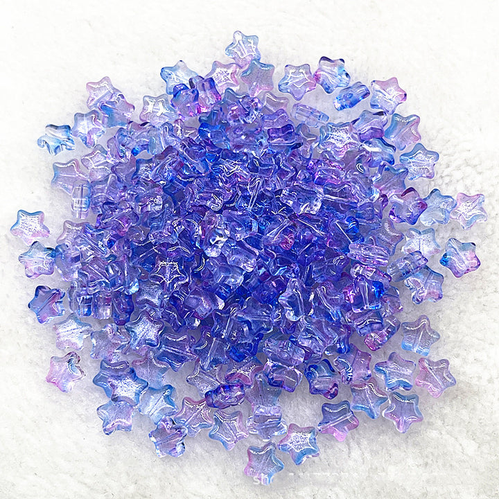 8mm Gold Straight Hole Pentagram Colored Glaze Pendant Beads