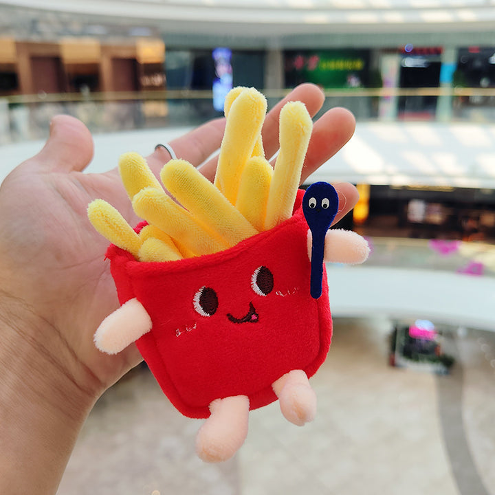 Cartoon Plush Hamburger Fries Hot Dog Chicken Leg Keychain Doll Pendant