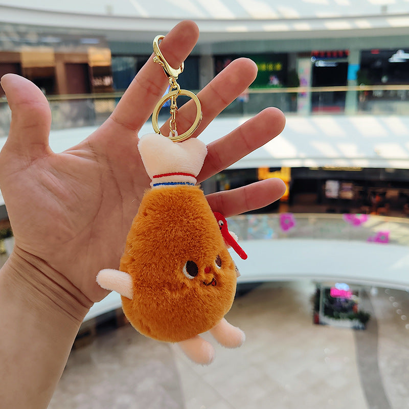 Cartoon Plush Hamburger Fries Hot Dog Chicken Leg Keychain Doll Pendant