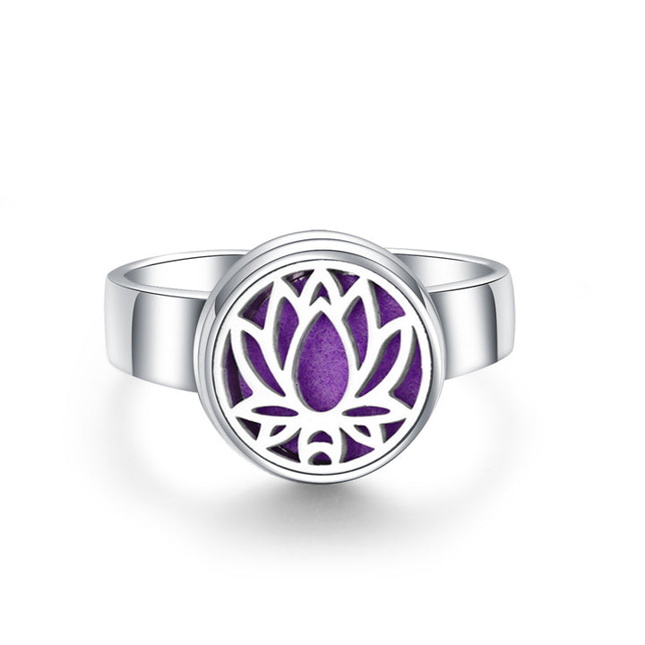 Hollow Adjustable Tree Of Life Titanium Steel Aromatherapy Diffuser Ring