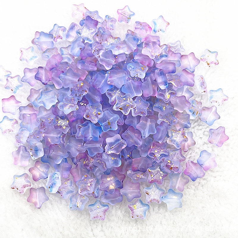 8mm Gold Straight Hole Pentagram Colored Glaze Pendant Beads