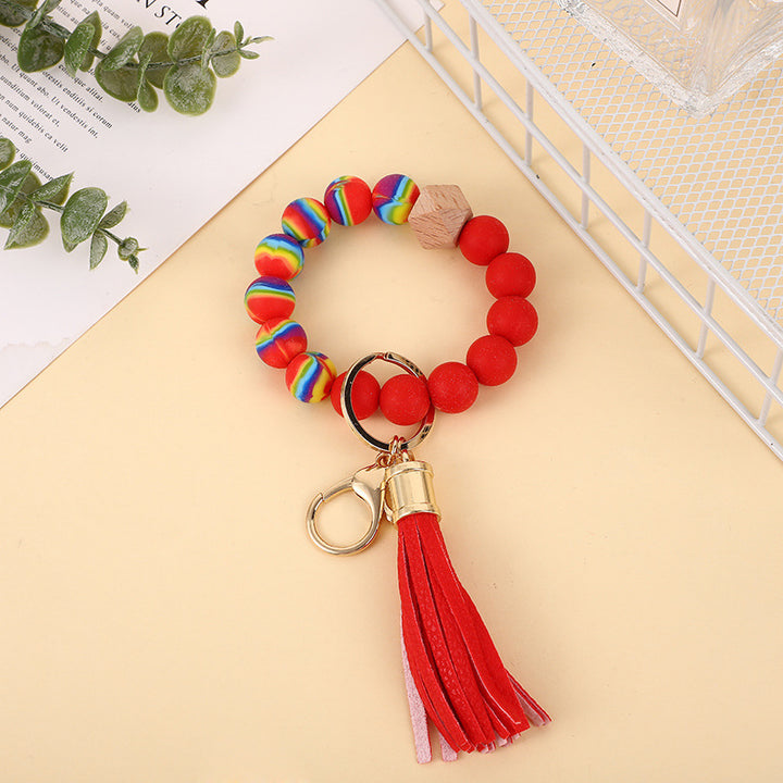 Silicone Beads Wrist Keychain Color