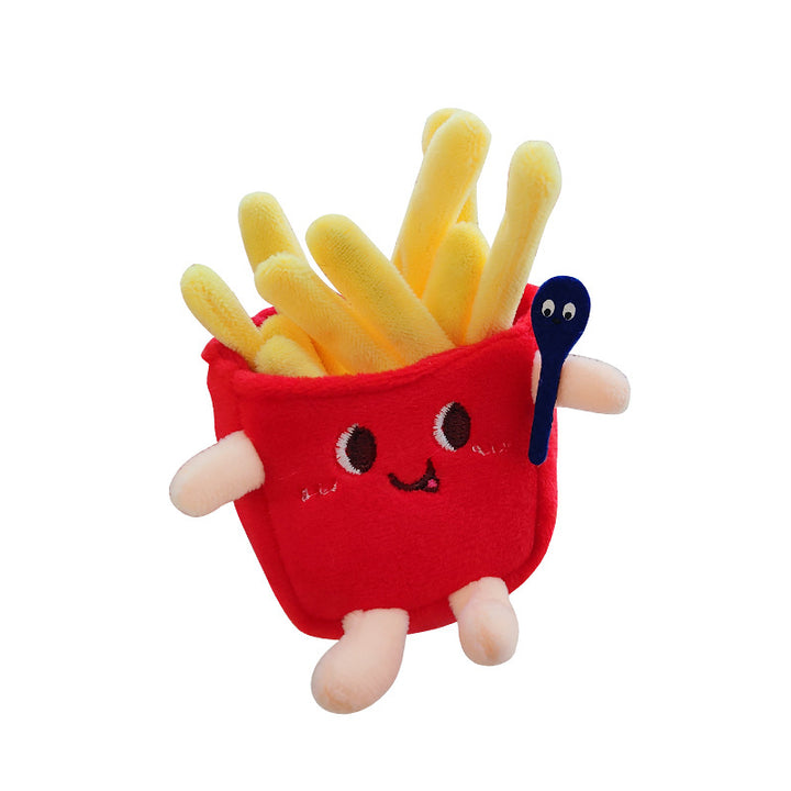 Cartoon Plush Hamburger Fries Hot Dog Chicken Leg Keychain Doll Pendant