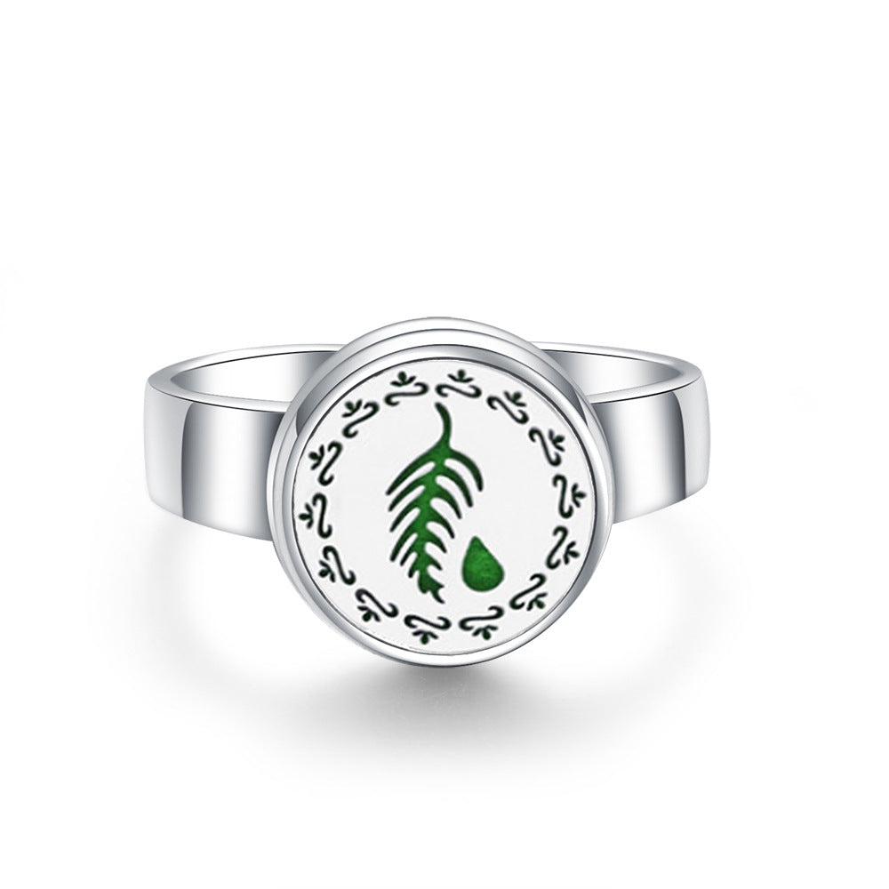 Hollow Adjustable Tree Of Life Titanium Steel Aromatherapy Diffuser Ring