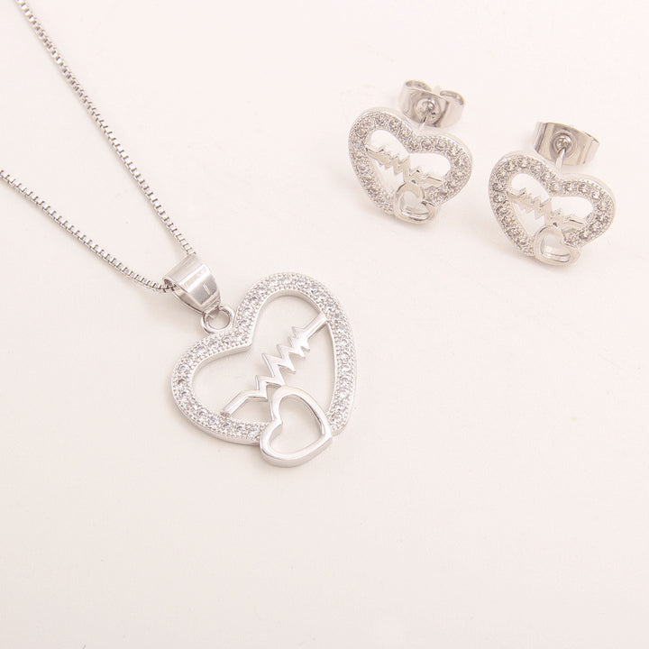 Heart-shaped Zircon Women's Necklace Suit