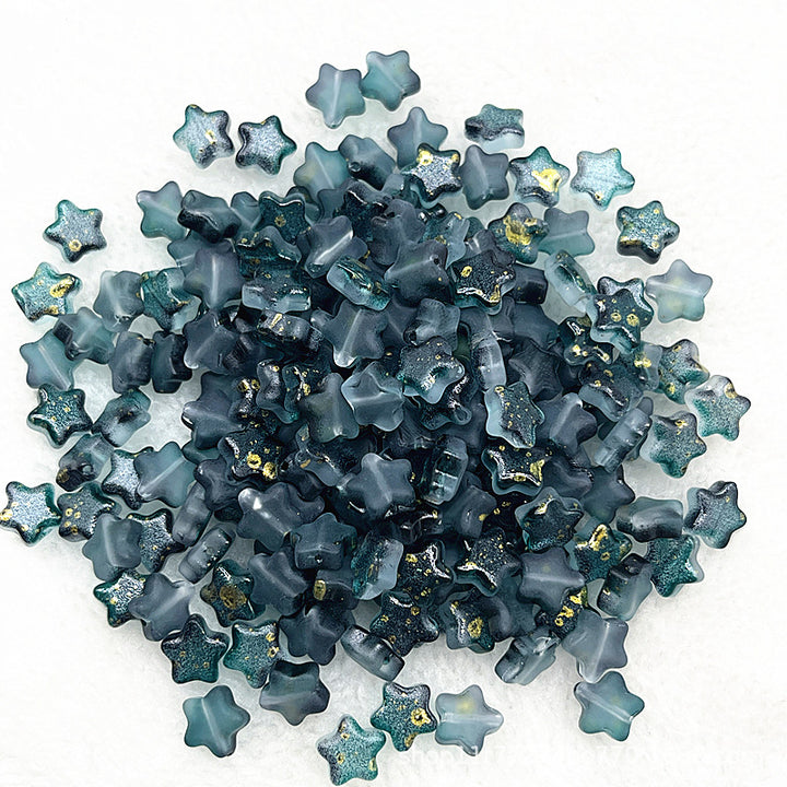8mm Gold Straight Hole Pentagram Colored Glaze Pendant Beads