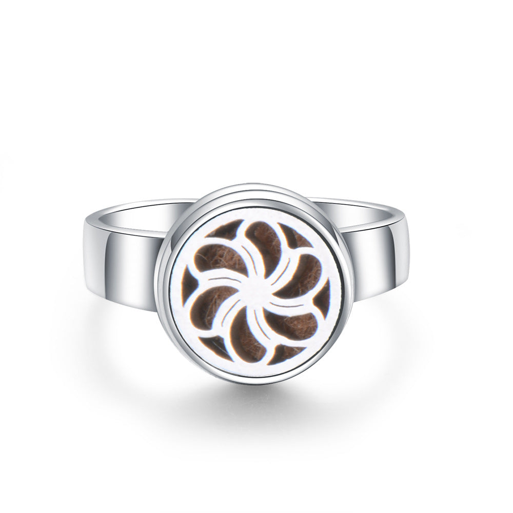 Hollow Adjustable Tree Of Life Titanium Steel Aromatherapy Diffuser Ring