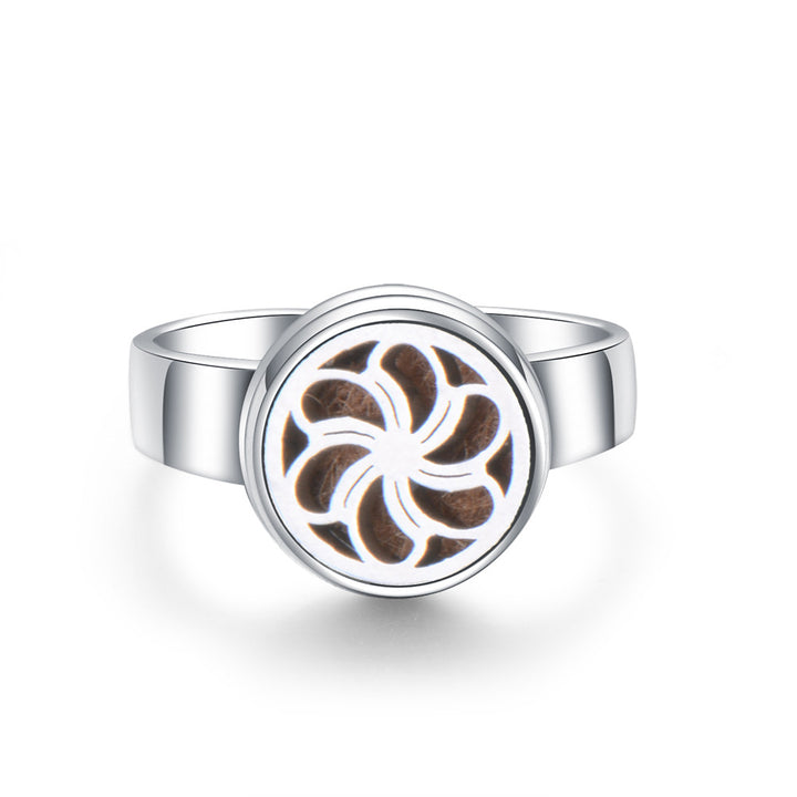 Hollow Adjustable Tree Of Life Titanium Steel Aromatherapy Diffuser Ring