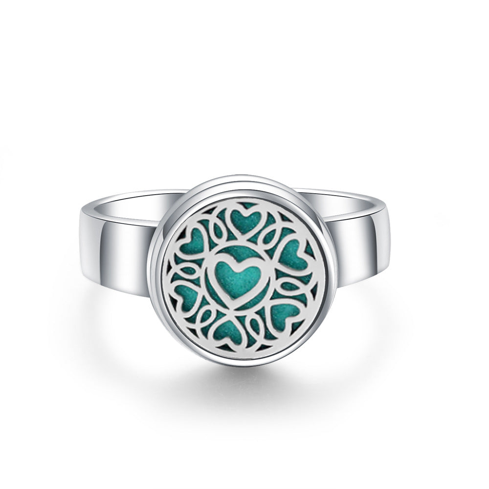 Hollow Adjustable Tree Of Life Titanium Steel Aromatherapy Diffuser Ring