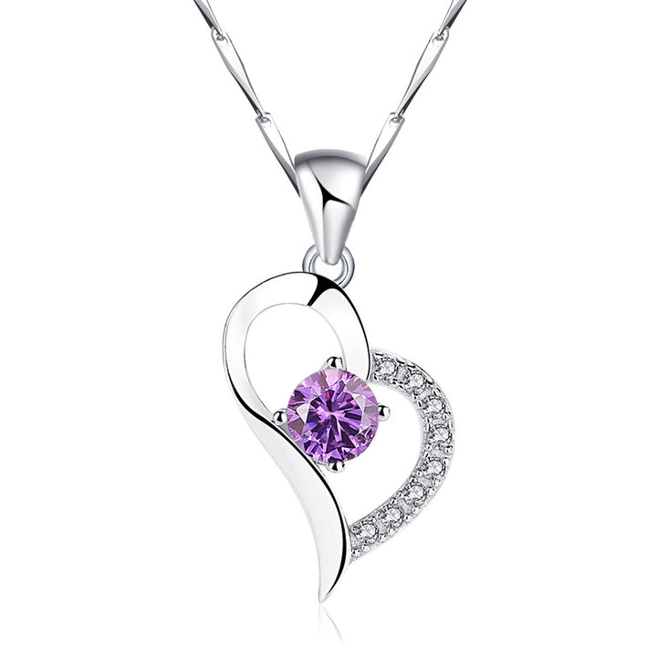 S999 Pure Silver Short 1 Karat Pendant Crystal Heart-shaped