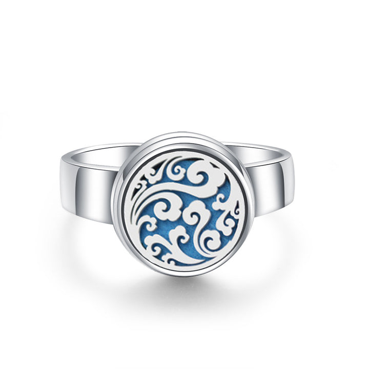 Hollow Adjustable Tree Of Life Titanium Steel Aromatherapy Diffuser Ring